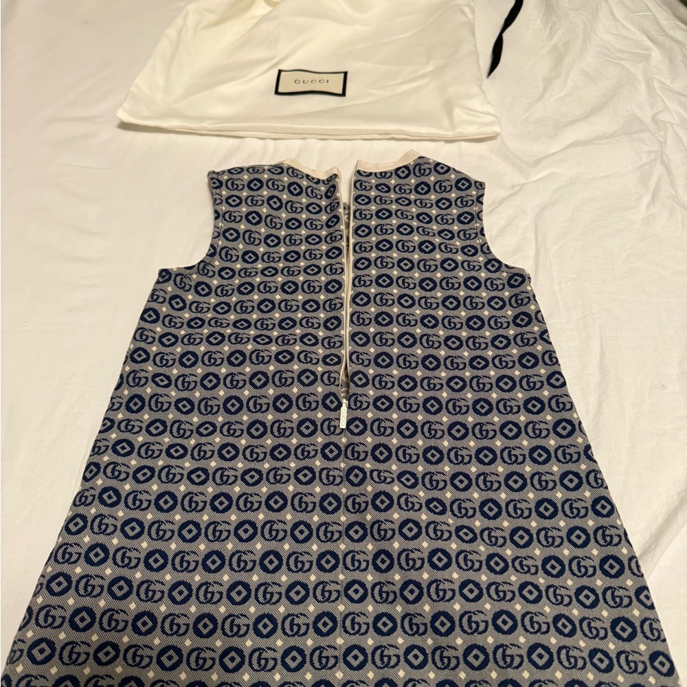 Gucci Blue Sleeveless A-Line Dress - Picture 4 of 6